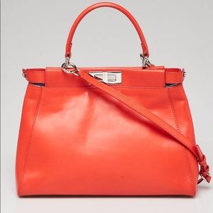 FENDI Orange Leather Python Monster Eyes Peekaboo
